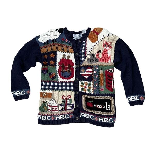 Vintage Sweaters - Vintage 90’s Hand Knitted North Isle Cardigan Sweater Vintage Cardigan Teacher L